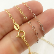 Solid Tri-Color Gold Diamond Cut Cable Link Chain